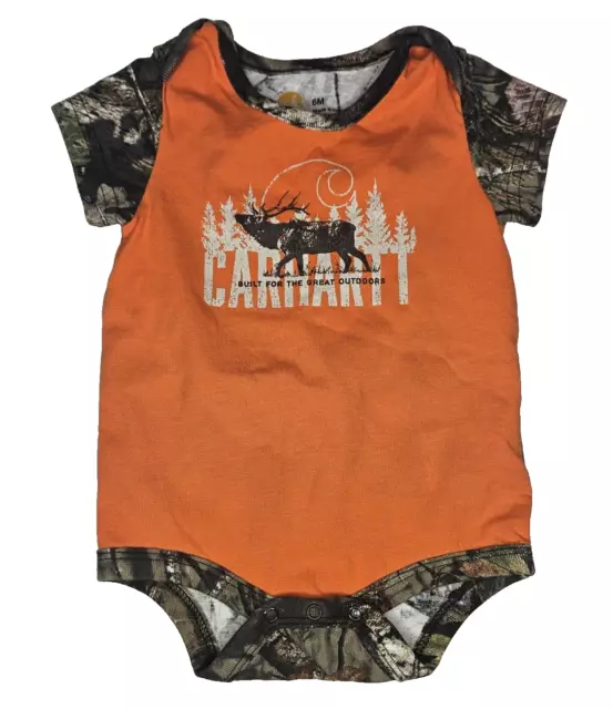 Carhartt Baby Infant One Piece Bodysuit Outfit Camo Orange Boys Size 6 Months