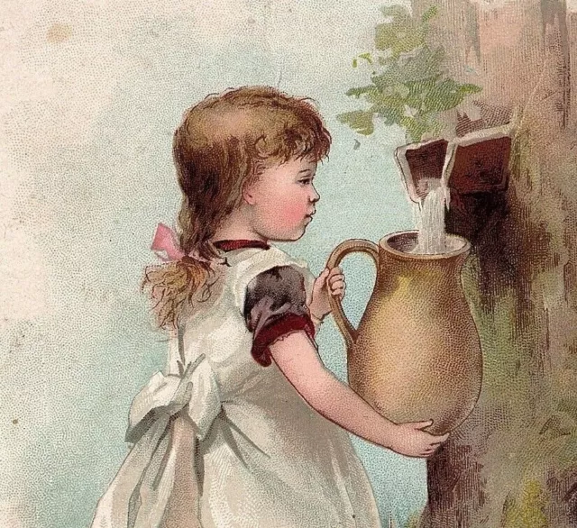 1894 Lion Coffee Woolson Spice Co. Victorian Card Charming Girl & Water Pitcher