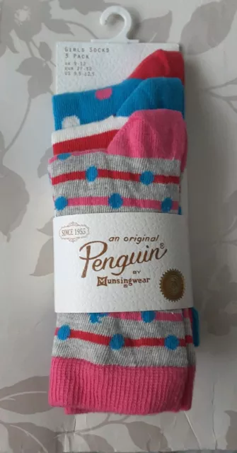 Girls Penguin Socks Size 9-12 Infant NEW 3pk