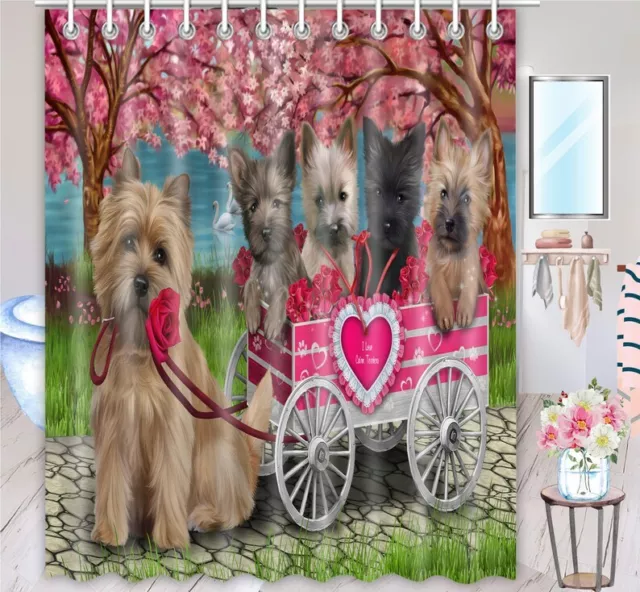 Cairn Terrier Shower Curtain Personalized Hooks Many Dog Designs NWT