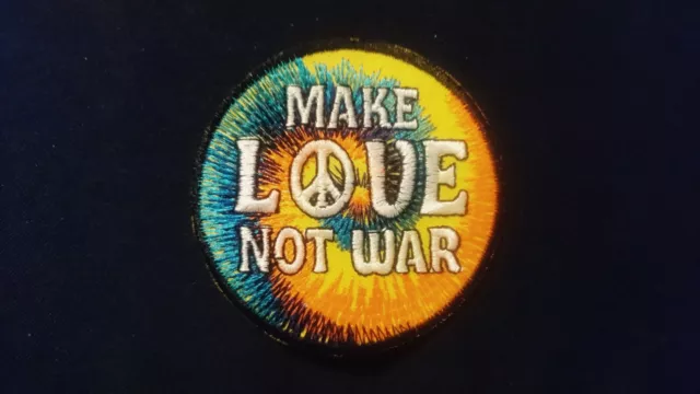 Patch Aufnäher Aufbügler Hippie PEACE LOVE Make Love Not War Frieden Ø7,3cm