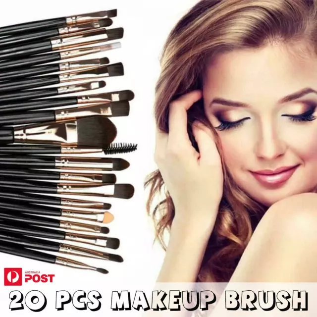 20 Pcs Makeup Brush Set Eyeshadow Eyebrow Powder Foundation Contour Lip Brushes