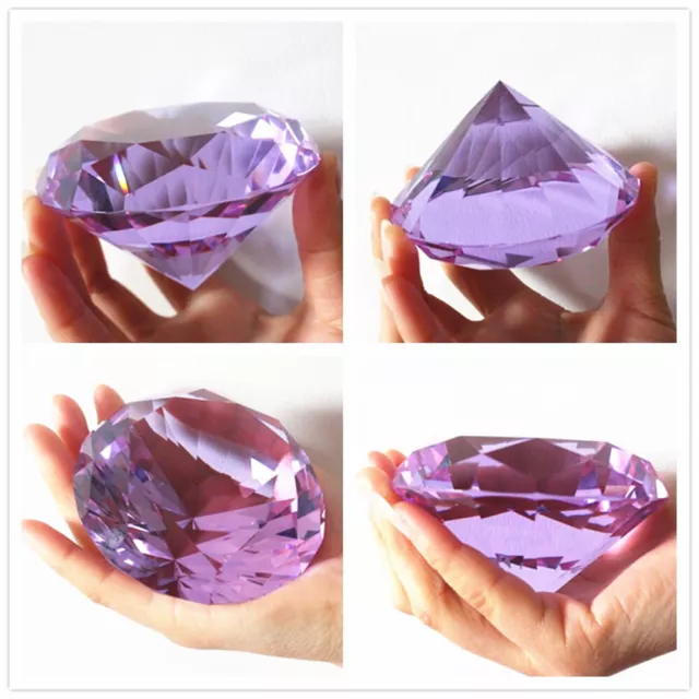 80mm Crystal Paperweight Cut Glass Giant Diamond Shape Jewel Decor Gift 3