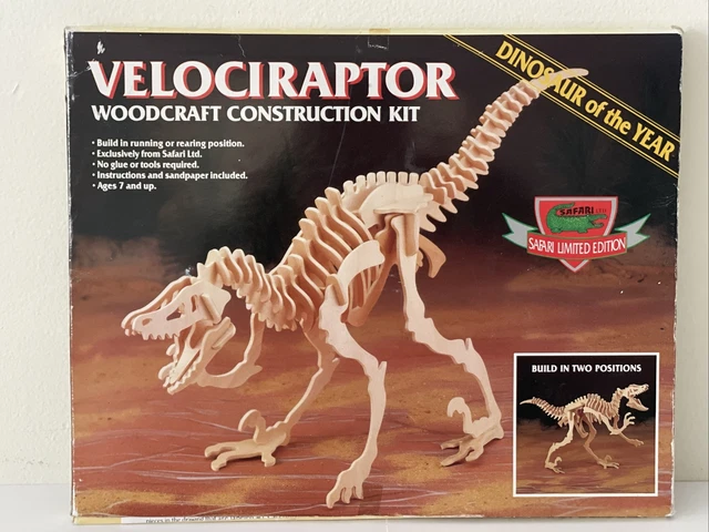VINTAGE SAFARI LIMITED Edition Dinosaur Velociraptor skeleton Wood