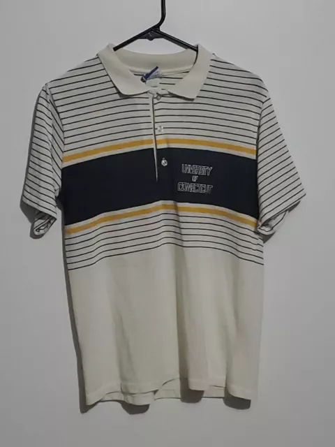 Vintage University Of Connecticut Single Stitch Polo Shirt Golf Mens Size Large