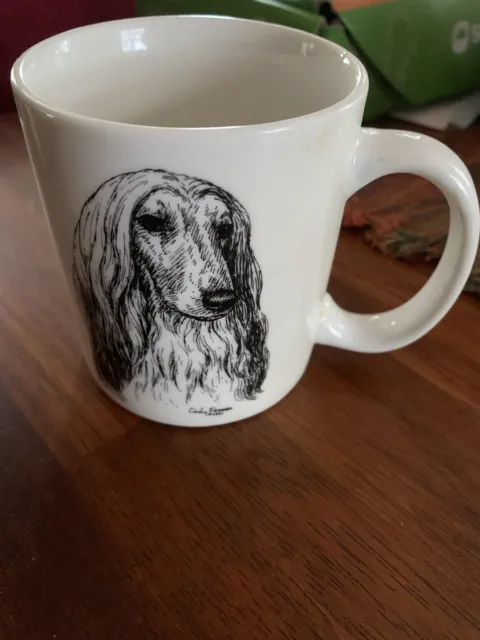 Porcelain Rosalind Afghan hound mug 1991 signed