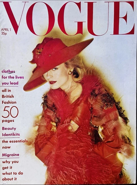 VINTAGE VOGUE APRIL 1974 - BONNIE TYLER By David Bailey 70s Fashion GUY ...