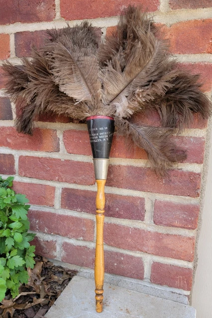 French Maid Black Feather Duster Ostrich Velour No 10 Craftsman Brush Co Antique
