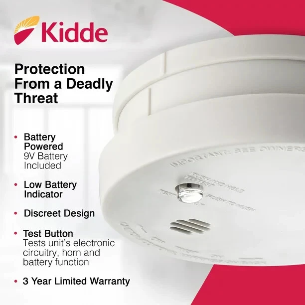 KIDDE CODE ONE Smoke Detector Battery Powered Ionization Sensor Alarm