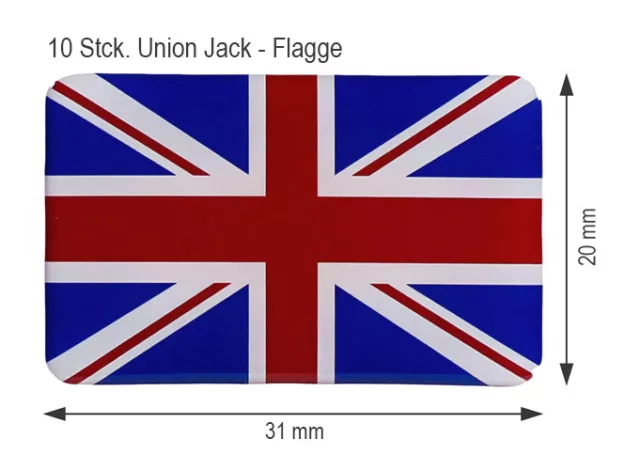 Union Jack 3D Deko Gel UK Flaggen Aufkleber Set für Auto Kfz Motorrad : 10er Set 2