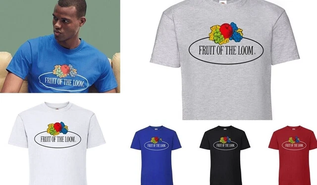 T-shirt uomo originale fruit of the loom logo grande maglietta manica corta