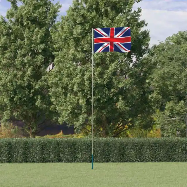 Flagge Großbritanniens mit Mast UK Fahne Nationalflagge Länderflagge vidaXL