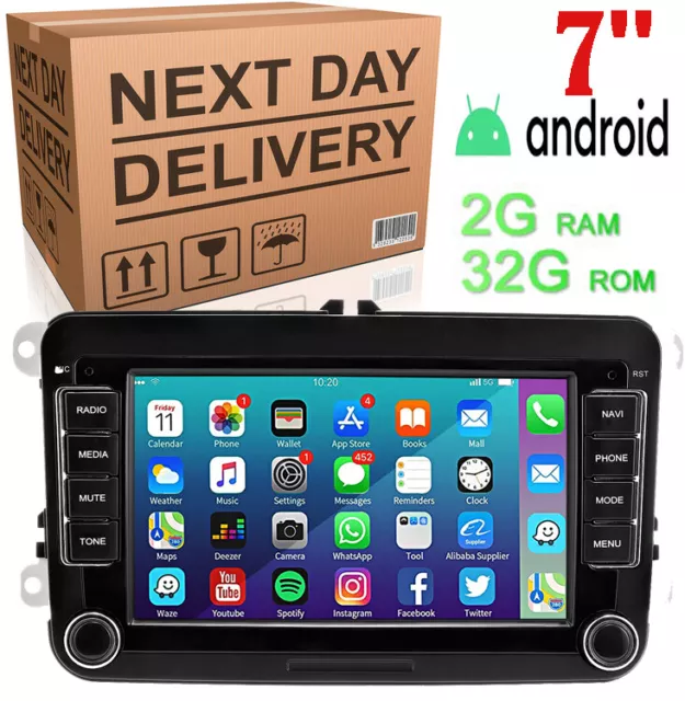 For VW GOLF MK5 MK6 7" Apple Carplay Car Stereo Radio Android 12 Player GPS 32GB