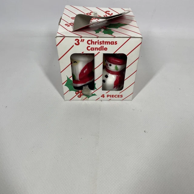 DE COLECCIÓN Juego de 4 Velas de Navidad 3 in MUÑECO DE NIEVE SANTA EN CAJA