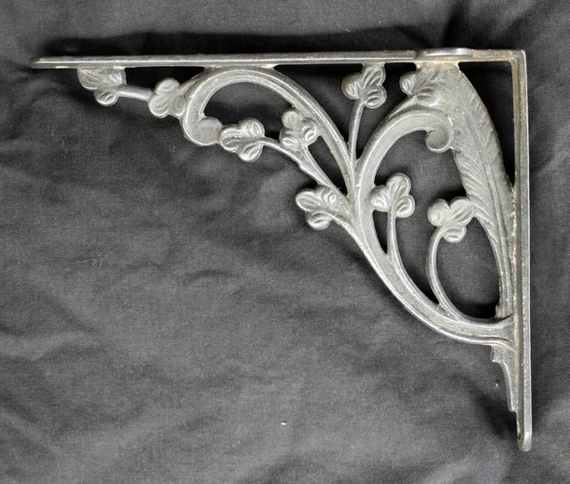 CLEANED Antique Vintage Old Cast Iron Ornate Victorian Shelf Bracket Support 3