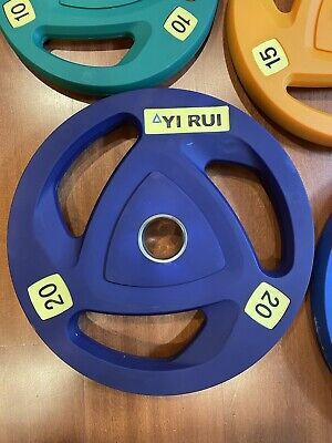 COLOR Barbell Urethane Olympic Plate Weight 20 KG 44 LB 2" PLATES Single EURO
