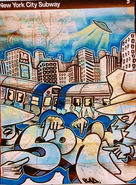 Dessin Graffiti Original NOTCH 56 - Cope2, Sonic Bad, T-Kid, Mode2 - 21x28 Cm