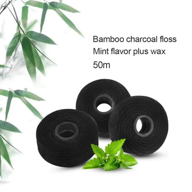 3pc 50m Bamboo Charcoal Dental Flosser Oral Tooth Teeth Care Cleaning Floss Mint