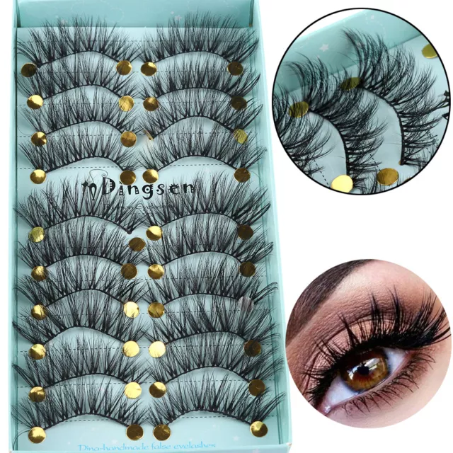 10 Paare Mode 3D Faux Nerz Haar falsche Wimpern Kreuz Wispy flauschige Wimpern