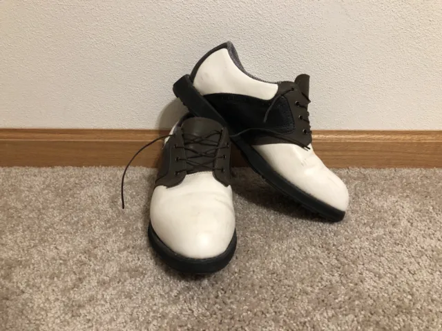 Dexter Hampton FS985-5 Leather Golf Shoes Mens Size 8.5 White Black Brown 