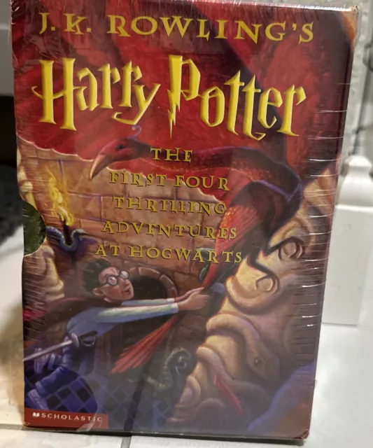 Harry Potter Scholastic 1-4 Book Box Set JK Rowling New Factory Plastic Sealed