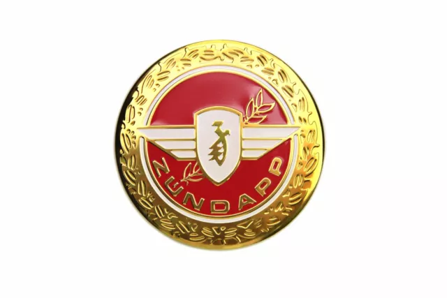 2x Zündapp Emblem Motiv Lorbeer für Tank rot gold Durchmesser 65 mm rund 2