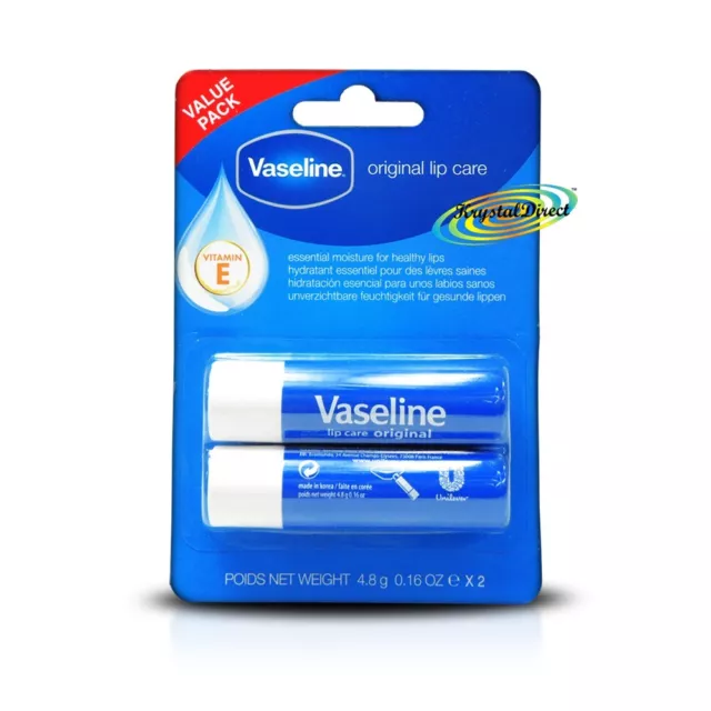 Vaselina Stick Azul Original Terapia Labial Bálsamo PAQUETE DOBLE 2x4.8g