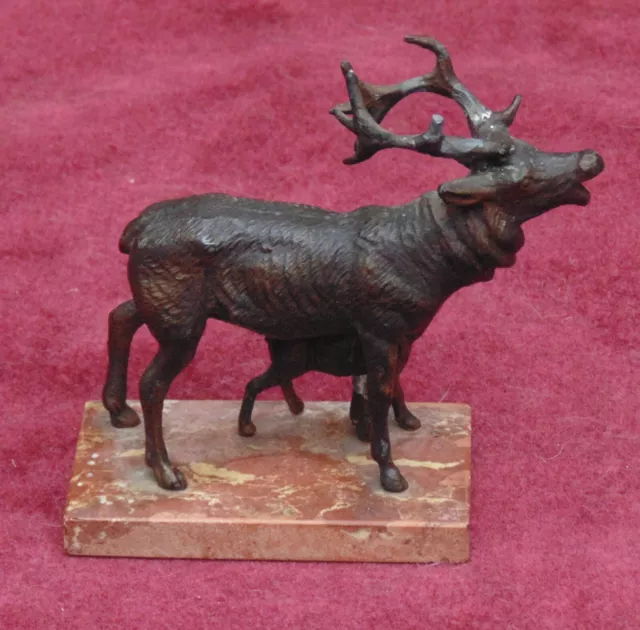 rare ancien magnifique cerf et son faon bronze dit de vienne ? très fin détail
