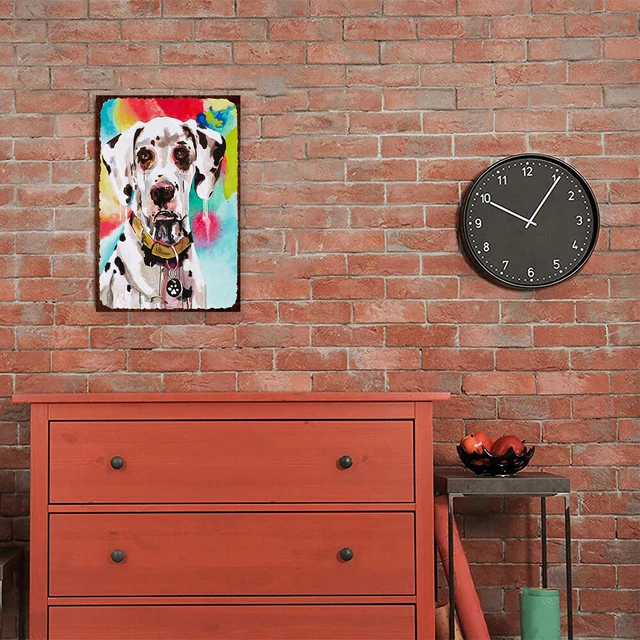 Decorazione Casa Con Cane - Targa Metallica Vintage 40x10cm