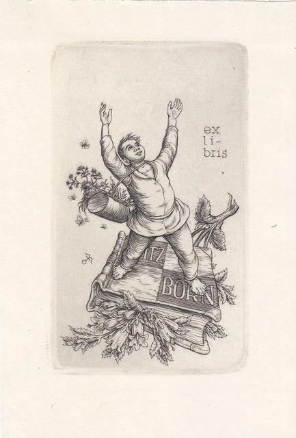 Exlibris Bookplate Copperplate Ottohans Beier 1892-1979 Botanisiertrommel