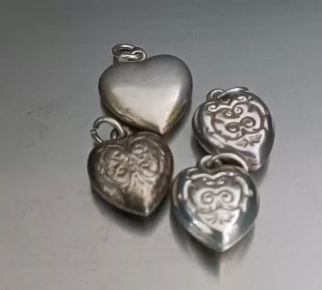 Vintage STERLING SILVER 925 Heart Pendants Not Scrap #780