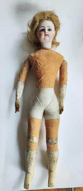 Ancienne tête de poupée en biscuit de porcelaine des années 1900 avec des yeux en verre Amodep, fabrication allemande - France