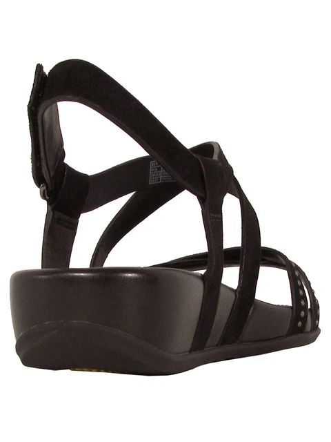 FitFlop Womens Lumy Criss Cross Suede With Studs Sandal Shoes, Black, US 9 3