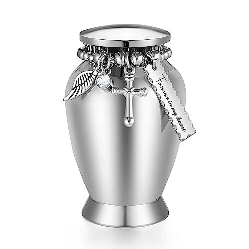 Small Urns For Human Ashes 2.85 Inch Small Keepsake Urns With Cross Charm Mini C