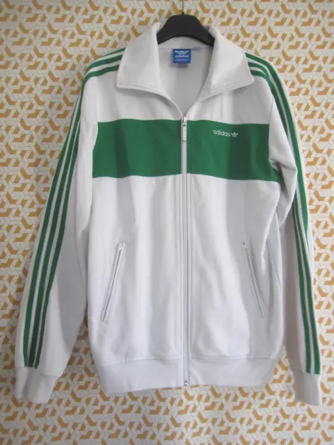 Veste Adidas Originals Blanche et verte Jacket vintage Tracksuit Homme - M