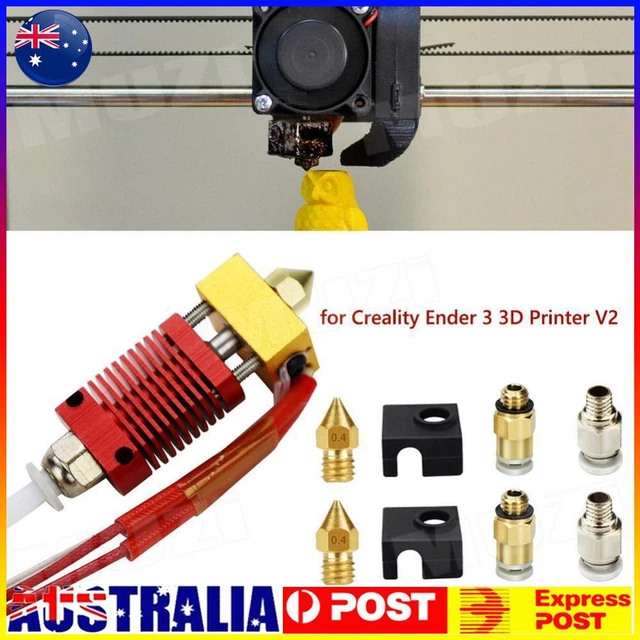 9x DIY 0.4mm MK8 Nozzle Extruder Hot End Kit for Creality Ender 3 Pro 3D Printer