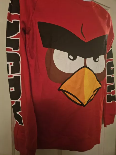 ANGRY BIRDS SHIRT Men's Size Large Long Sleeve Red With Angry On The ...