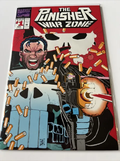 PUNISHER WAR ZONE #1 MARCH 1992 NM MARVEL ROMITA JR DIE CUT COVER Very Nice 😊