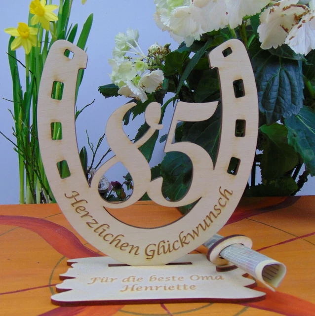 65. Geburtstag Geschenkidee Hufeisen Mit Kleeblatt Personalisiert Holz Tischdeko 69780803