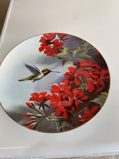 VTG Numbered Wild Wings 1993 Bird Plate Susan Bourdet Hummer In Geranium Ltd Ed