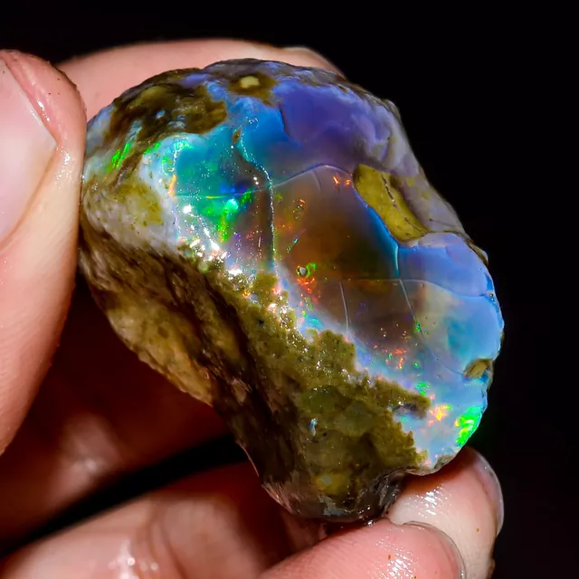 Flashy Naturel Éthiopien Brut opal rough Welofire black opal Cristal Gemme 114CT