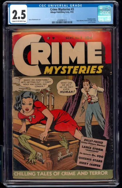 Crime Mysteries 3 CGC 2.5 1952 Spicy Mystery Stories 2 Cover Homage June #1935