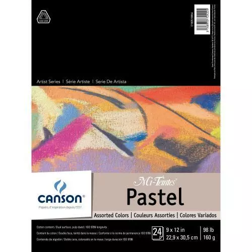 Canson Mi-Teintes Pastels Paper Pad 9"X12"-Assorted Colors 24 Sheets, 10864