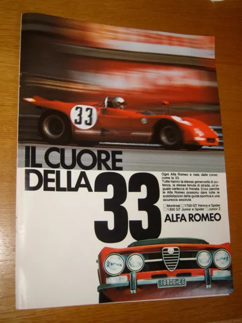 Alfa Romeo 33 Junior Spider Corse Gt Anno 1971 =Pubblicita=Advertising=Werbung