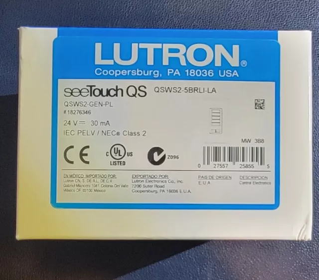 New in the Box Lutron QSWS2-5BRLI-LI SEE TOUCH QS QSWS2 5BRLI Light Almond