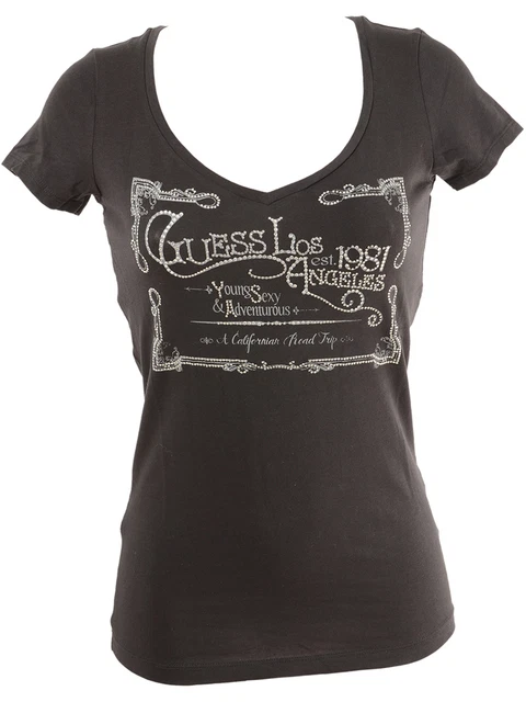 T shirt Guess femme manche courte W14i03 blanc ou noir Taille S M L