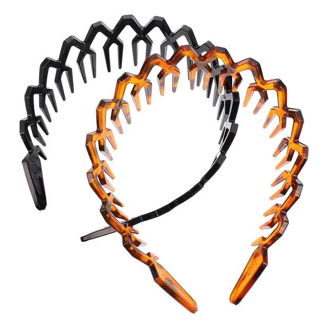 2 Pcs Wavy Tooth Headband Teeth Comb Headbands for Women Unisex Broadside