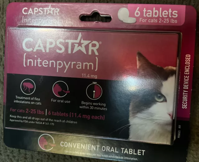 Capstar  nitenpyram 11.4mg 6 tablets for cats 2-25 Lbs.