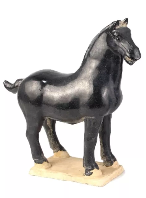 Fine Asianliving Chinesisches Keramik Tang Dynastie Pferd Schwarz Handgefertigt