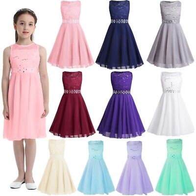 Kids Sequin Chiffon Gown Pageant Prom Party Wedding Bridesmaid Flower Girl Dress